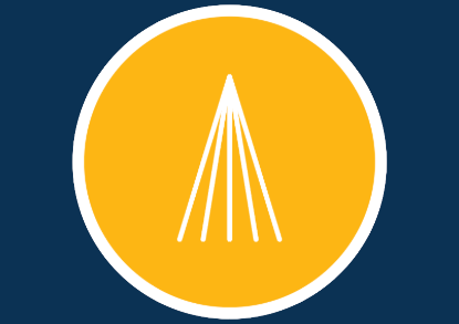 A tree centered in a circle against a vibrant yellow background