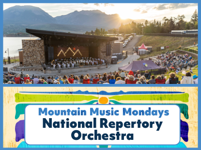 Live performance of Mountain Music Mondays with National Repertory Orchestra entertaining the audience