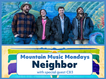 Live performance of Mountain Music Mondays with Neighbor entertaining the audience