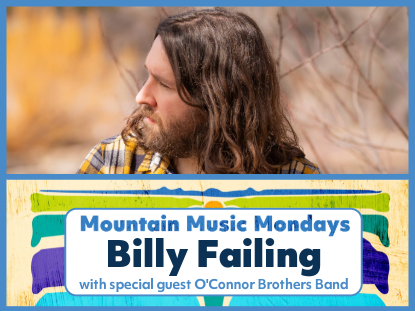 Live performance of Mountain Music Mondays with Billy Failing entertaining the audience