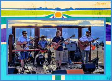 Live performance of Mountain Music Mondays with High Five entertaining the audience