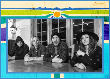 Live performance of Mountain Music Mondays with Satellite13 entertaining the audience